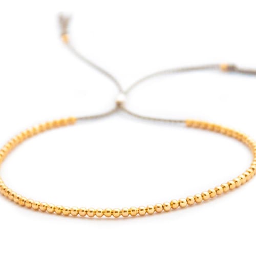 14k Solid Gold Beaded Tube Bracelet Etsy