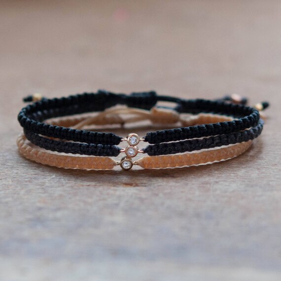 Diamond Friendship Bracelet in 14k solid gold minimalistic Etsy