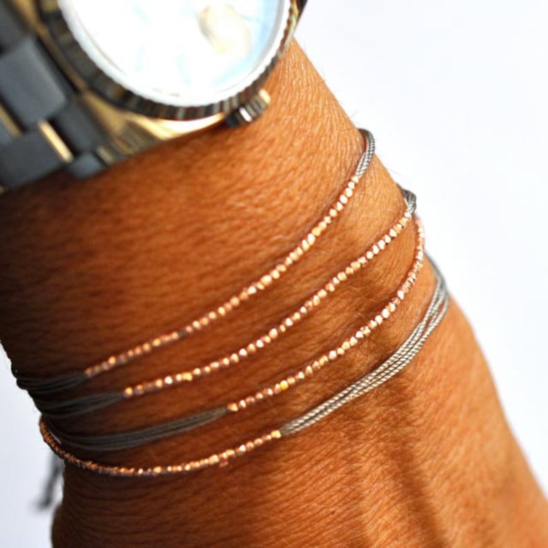 Silver on Plum silk friendship bracelet, beaded friendship bracelet, bead bracelet, silk cord bracelet, simple bracelet, beaded bracelet image 3