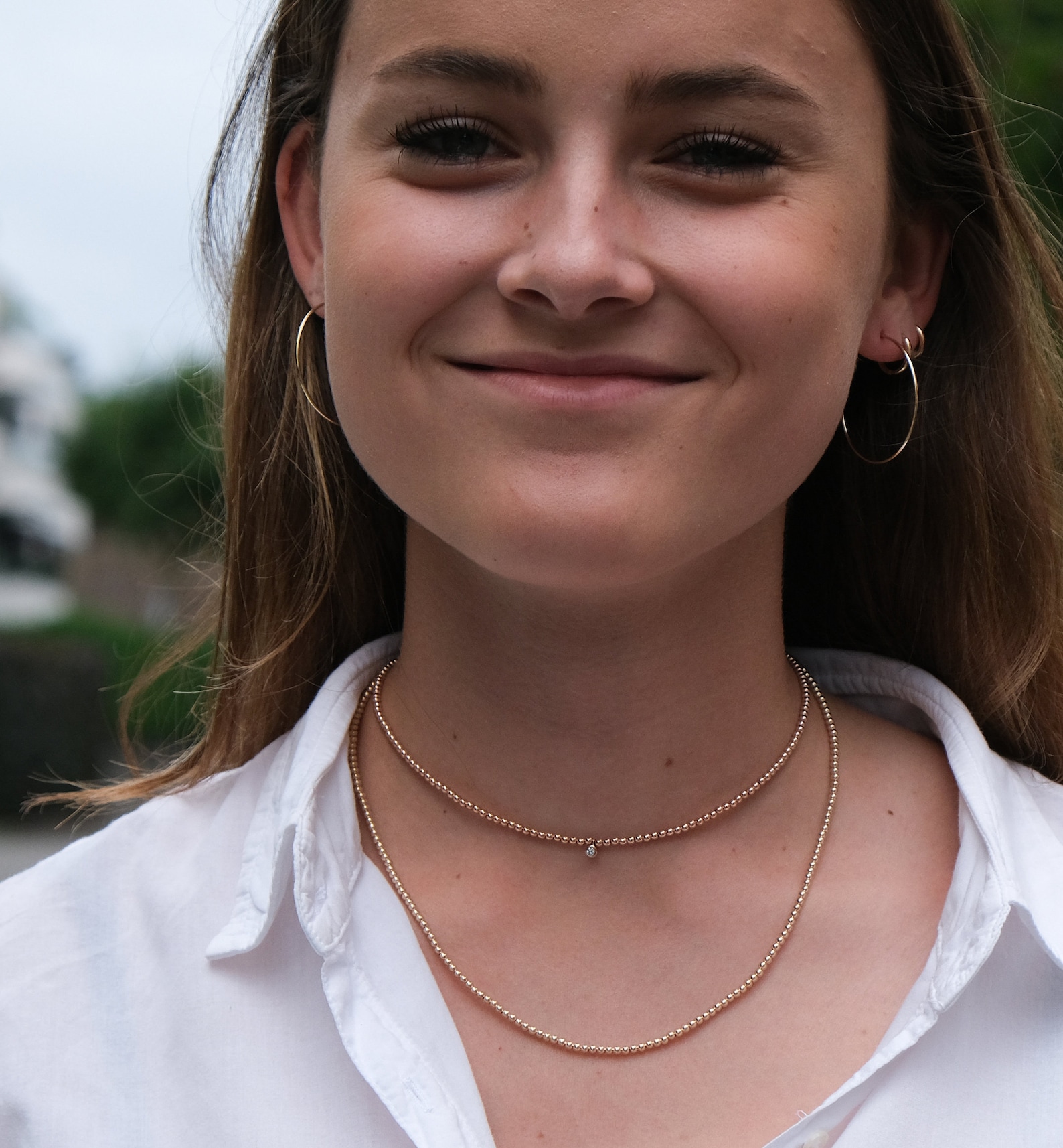 14k Solid Gold Ball Necklace Dainty Gold Bead Necklace Gold Etsy