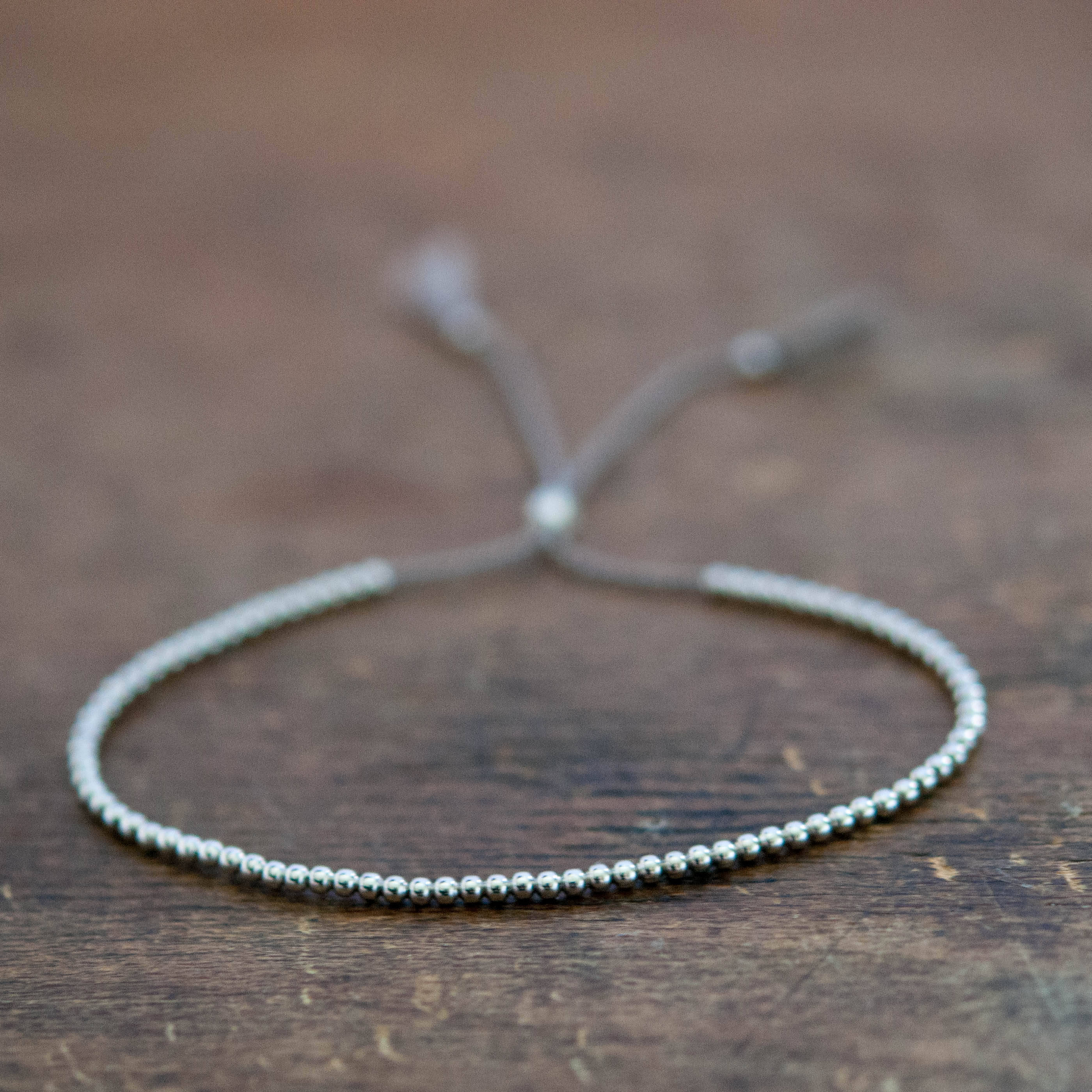 Solid 14k White Gold Beaded Friendship Bracelet delicate Etsy