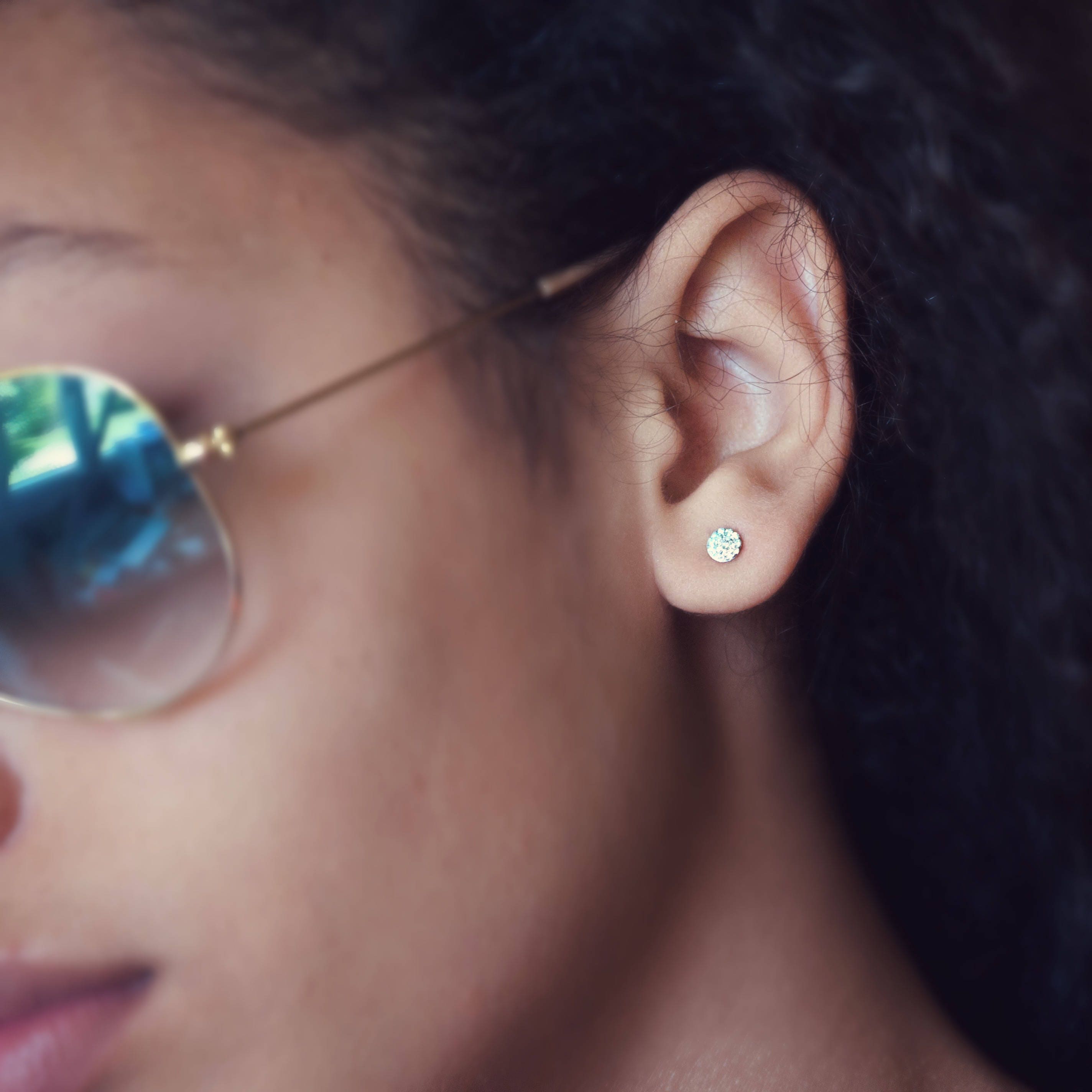 Flat Diamond Stud Earrings. Gold Stud Earrings With Diamonds Etsy