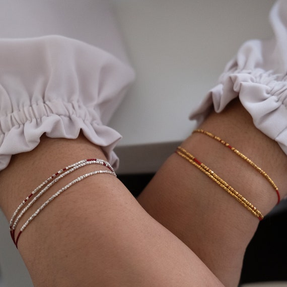 Delicate Friendship Bracelet, Silk Bracelet Cord, Silk String Bracelet,  Minimalistic Bracelet, Silk Cord Bracelet Stacking, Gift for Her 