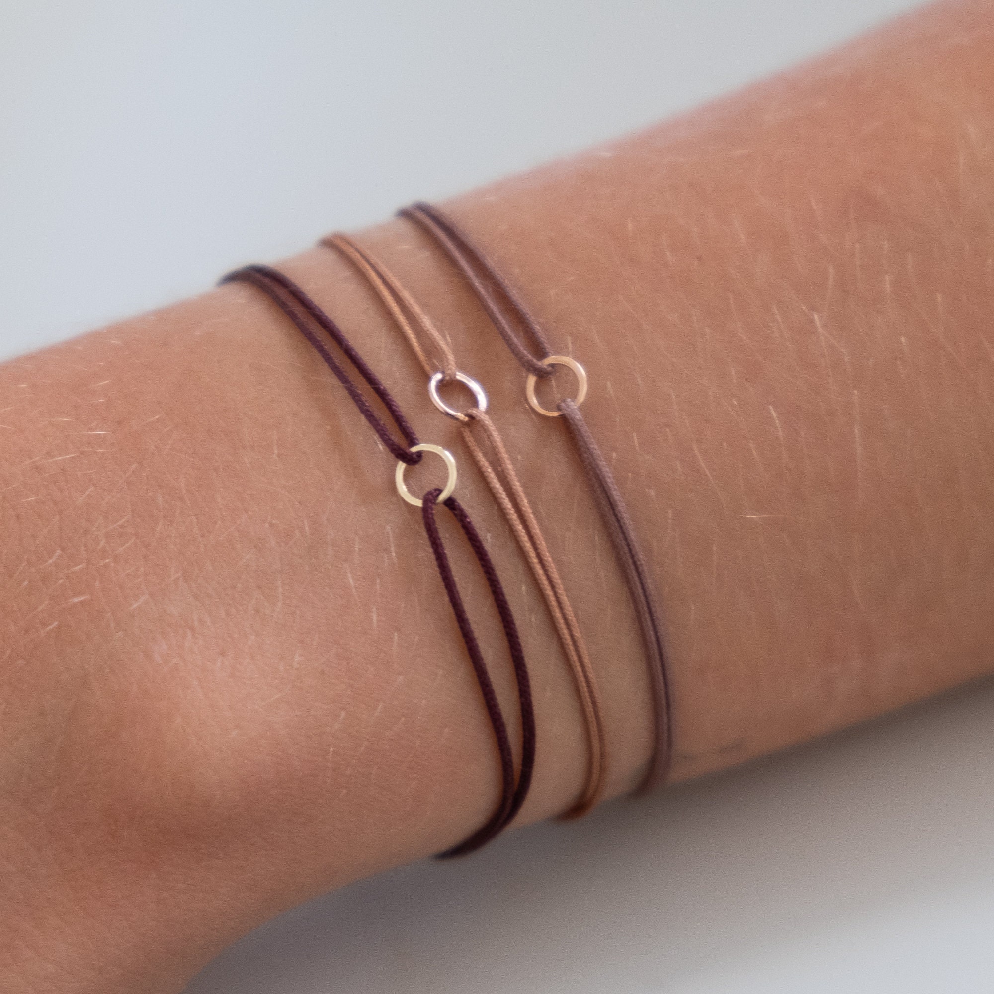 14k Gold circle bracelet, karma bracelet, red string bracelet, gold cord bracelet, good luck, red cord bracelet, thin bracelet, gift idea
