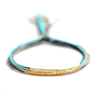 Gold bead bracelet Silk bracelet Modern bracelet beaded bracelet silk gold bracelet simple bracelet friendship bracelet simple gift for her image 1