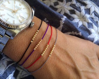 14k solid gold Seven Wish bracelet, friendship bracelet, silk bracelet, 14k solid gold