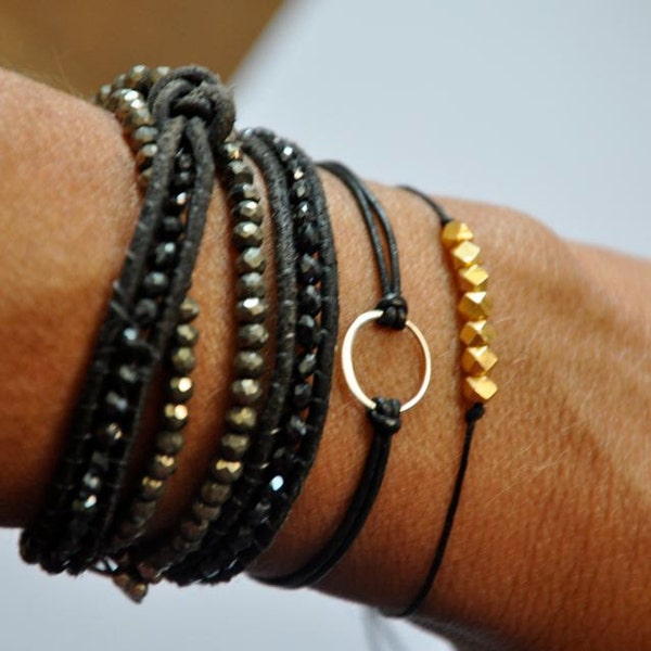 sterling silver circle bracele - karma bracelet - gift for her - gift for him - adjustable