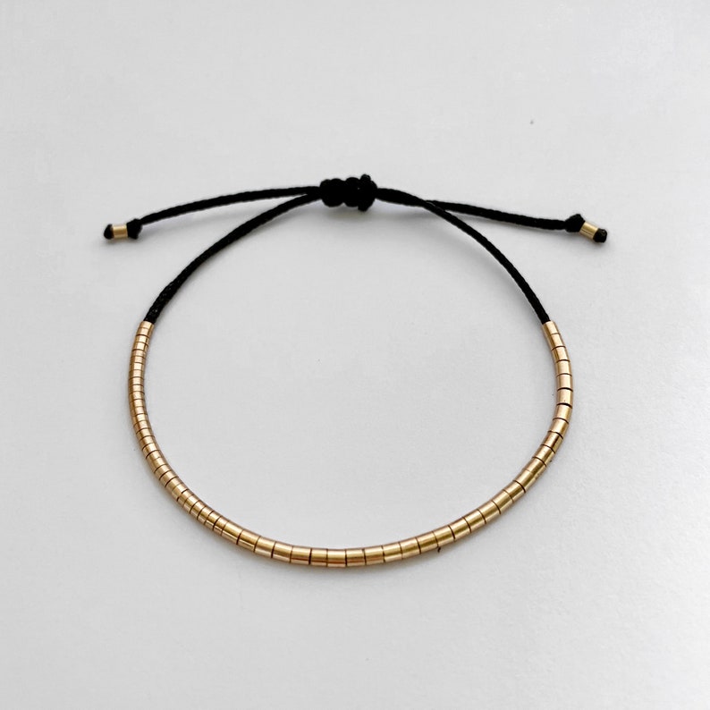 14k Solid Gold Beaded Tube Bracelet Etsy