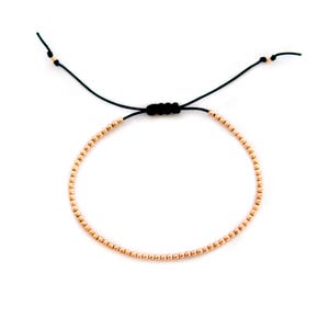 14k Solid Gold Perlen Armband: Verstellbare Nylonschnur