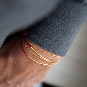 Delicate beaded bracelet, simple cord bracelet, silk bracelet, silk string bracelet, bead bracelet, red string bracelet, friendship gift