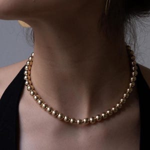 Gold Beaded Choker necklace, Bead necklace, Ball necklace, Chunky gold necklace, beaded necklace, layering necklace, 8mm, gift for her