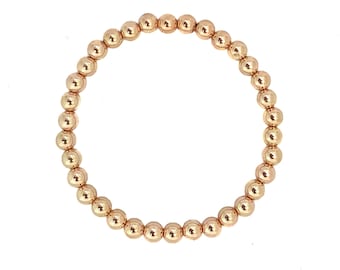 14k Gold Bead Bracelet: Stretch Elastic, 3-5mm
