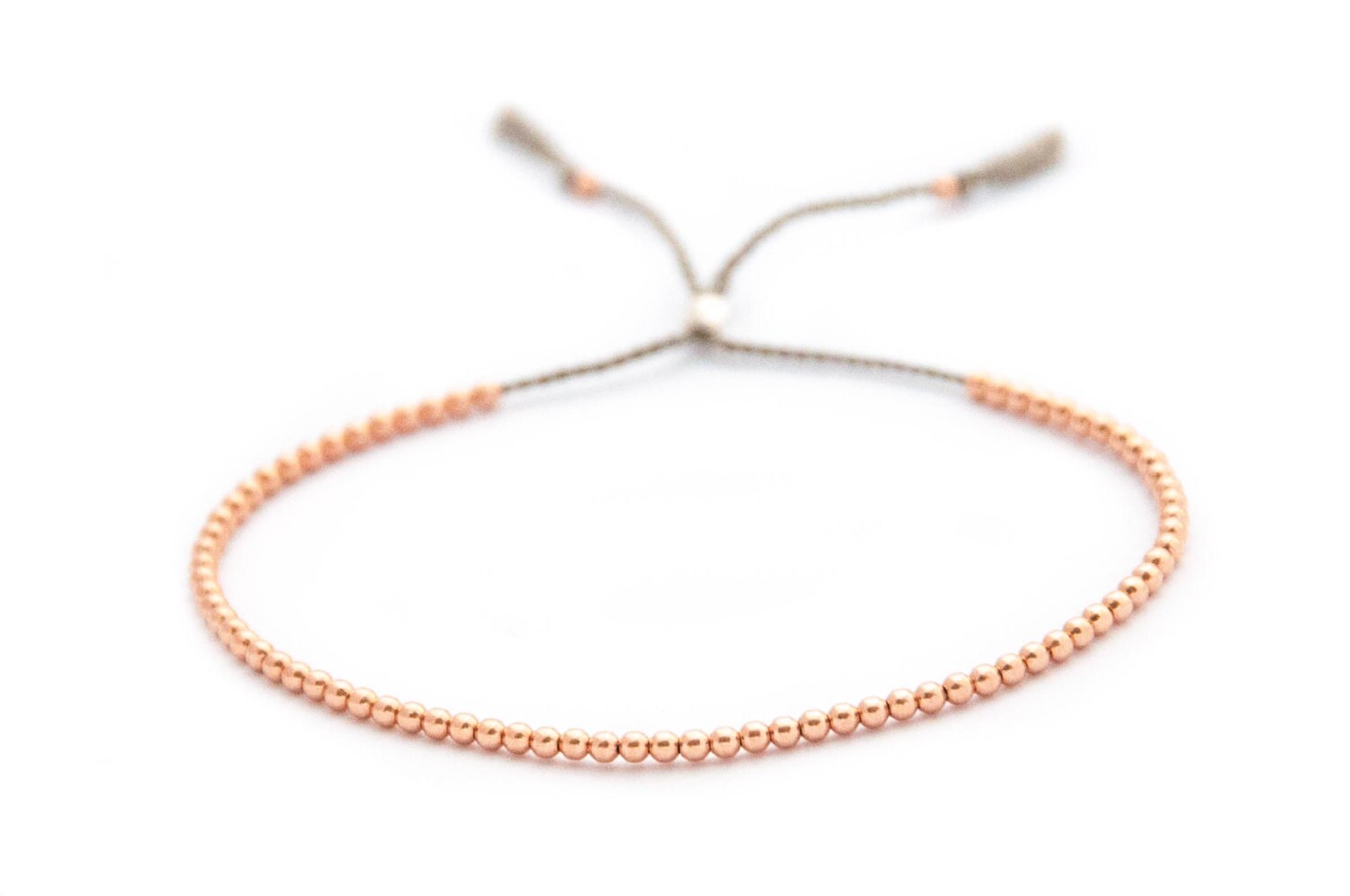 Solid 14k Rose Gold Beaded Friendship Bracelet Delicate Etsy