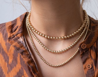 Gold Filled Beaded Choker: Minimalist Layering Necklace