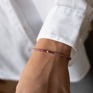14k solid gold pink ombre tourmaline bracelet, gemstone bracelet, 14k bracelet, bead bracelet, beaded, minimalist bracelet, gift for her
