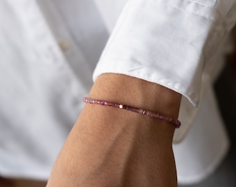 14k solid gold pink ombre tourmaline bracelet, gemstone bracelet, 14k bracelet, bead bracelet, beaded, minimalist bracelet, gift for her
