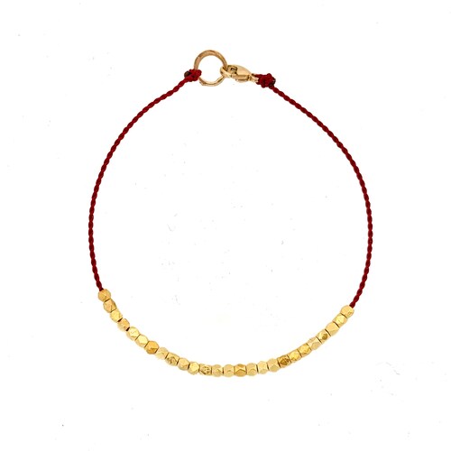 Gold Beaded Bracelet 14K Gold Bead Bracelet With Diamond Etsy