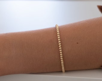 14k solid gold beaded bracelet, gold bead bracelet, ball bracelet, beaded gold bracelet, stacking bracelet, 3mm bead bracelet gift for her