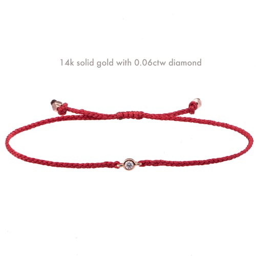 Red string bracelet with gold charm Clearance