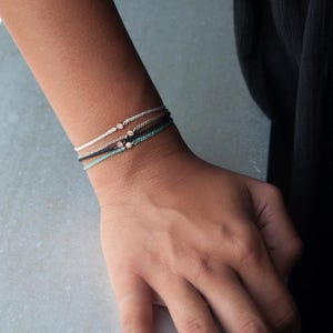 Diamond Cord Bracelet, 14K Gold Diamond Bracelet, Friendship Bracelet, String Bracelet, diamond solitaire, gold cord bracelet, gift for her