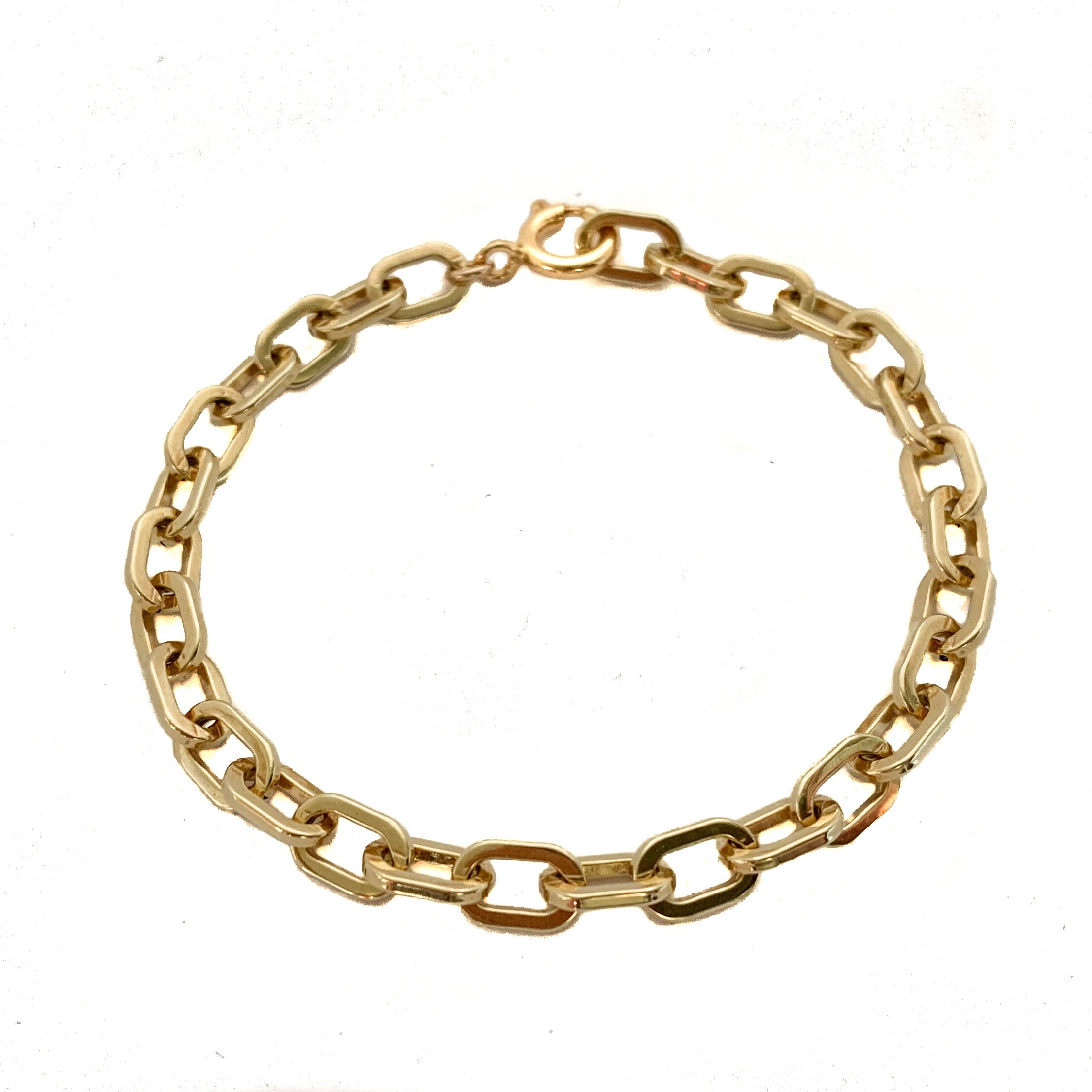 14K Gold Hollow Link Chain Bracelet 14K Gold Paper Clip Etsy UK