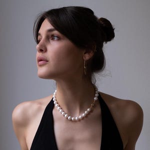 14k Gold Freshwater Pearl Necklace: Hand-Knotted Silk Cord Choker