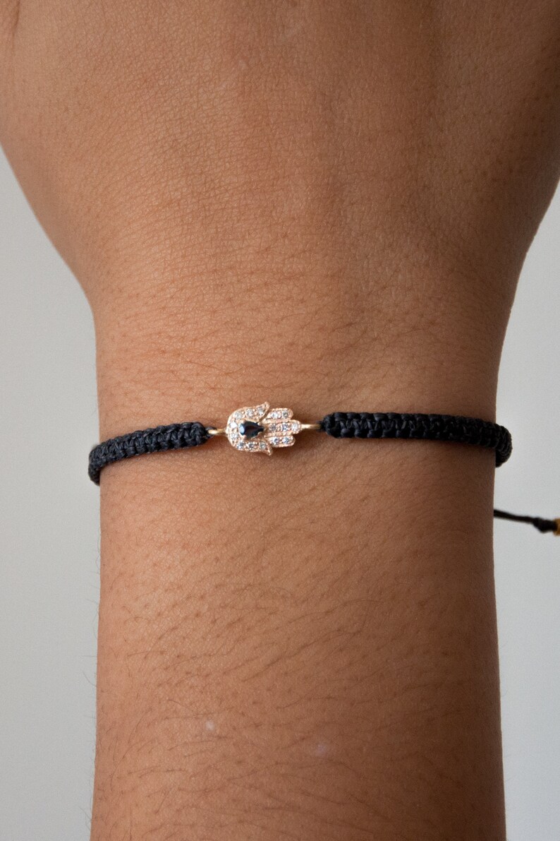 Diamond Hamsa Bracelet 14K Gold Pave Diamond Hamsa Hand Etsy