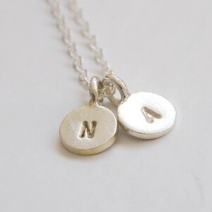 Tiny Initial Necklace hand stamped letters alphabet necklace delicate monogram necklace personalized charm necklace gift for her image 7