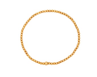 Gold Bead Bracelet - 14k solid gold beaded bracelet - stacking bracelet - 2.5mm 3mm 4mm beads - yellow gold - rose gold - gift for her