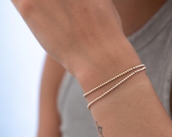 14k Gold Bead Bracelet: Dainty Silk Cord Bracelet