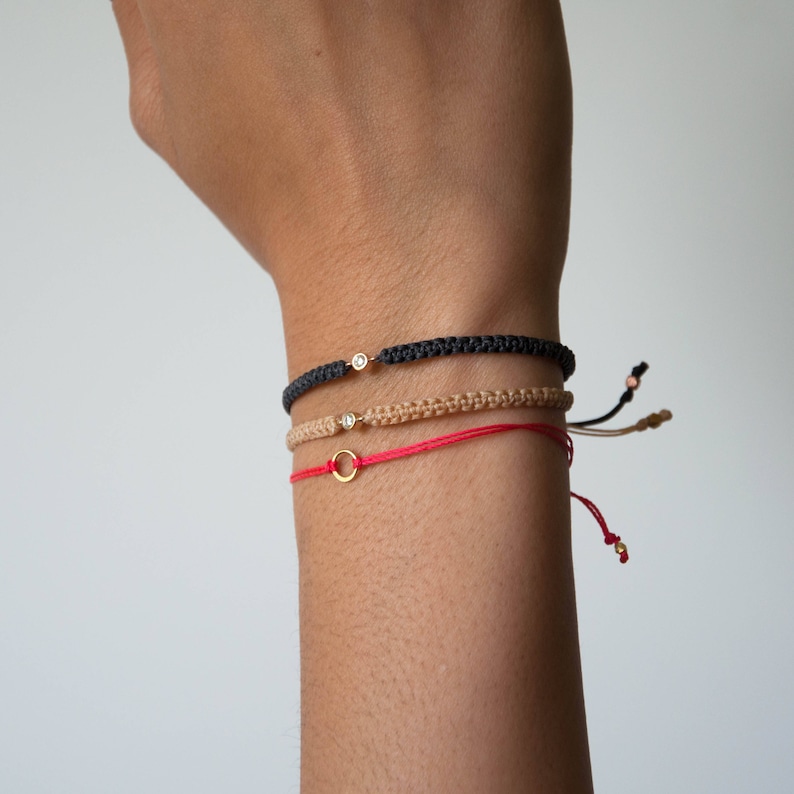 woven friendship bracelet minimalistic jewelry Diamond Bracelet in 14k solid gold