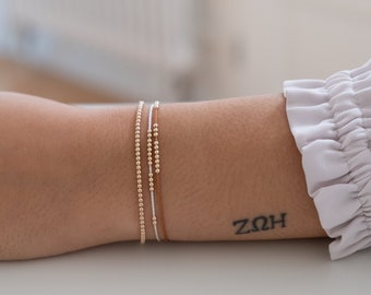 14k solid gold silk bead bracelet, friendship bracelet, silk bracelet, gold silk bracelet,  gold bead bracelet, simple beaded, gift for her