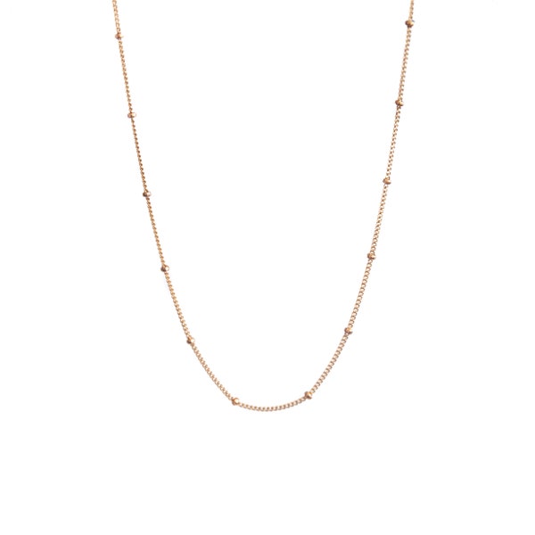 14k solid gold Satellite chain Necklace, 14k Gold Ball Chain Necklace, Beaded necklace,  Simple dainty bead necklace, layering necklace gift