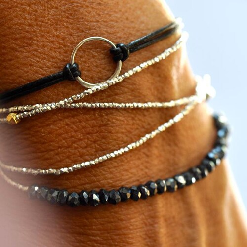 Silver Wrap Bracelet Tiny Bead Bracelet triple Wrap Etsy