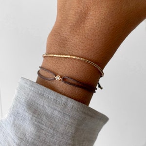 14k solid gold beaded tube bracelet