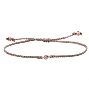 14k Gold Diamond charm bracelet, Natural Diamond,  Bracelet for Women, cord friendship bracelet, Diamond string bracelet, gift for her