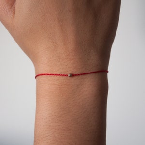 14k Gold Red String bracelet, Beaded Ball Bracelet silk cord, silk cord, red string bracelet solid gold,  bead bracelet,  luck, gift for her