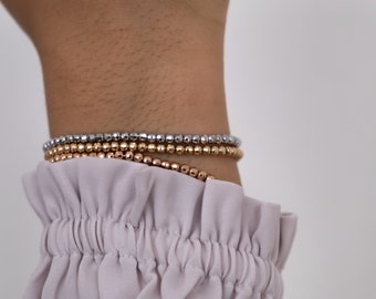 14k gold beaded bracelet with clasp, 3mm bead bracelet for woman, ball bracelet, minimalist,  14k bracelet, simple gift for her Vivien Frank