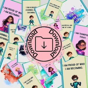 Printable Kids Affirmation&Question Cards Set|70 Positive Affirmation Cards+30 Mindfulness Questions|5 Bonus Coloring Pages|Digital Download