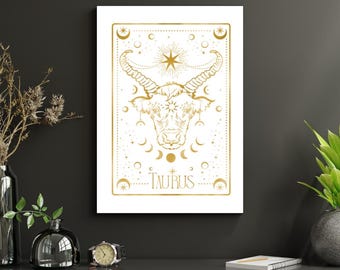 Stier Sternzeichen Kunstdruck – Mystische Astrologie Poster | Digitaler Download