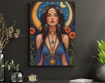 Sun Goddess Art Print: Celestial Boho Decor (Digital Download A2/60x90 cm)