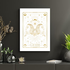 Gemini Zodiac Art Print – Mystical Astrology Poster | Digital Download