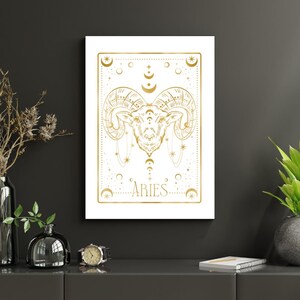 Aries Zodiac Art Print – Mystical Astrology Poster | Digital Download