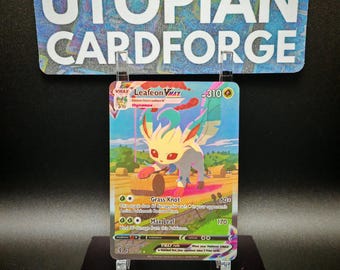 Leafeon VMAX Alt Art • Handmade PROXY/ORICA • Evolving Skies 205 • With Texture Pattern and Rainbow Holography applied on the front