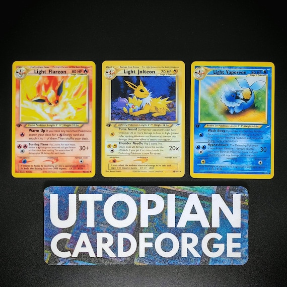 Light Flareon, Jolteon & Vaporeon 3 Cards Bundle • Handmade PROXY