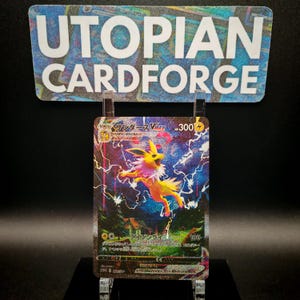 Jolteon VMAX Promo Jap • PROXY/Orica feito à mão • Promoções de espada e escudo 188 japonesas • Com padrão de textura e holografia de glitter arco-íris