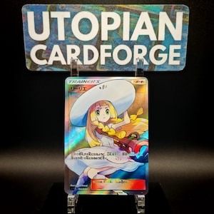 Lillie Full Art Ultra rare • Handmade PROXY/ORICA • Jap Collection Moon 66 • With Texture Pattern applied and Rainbow Holography