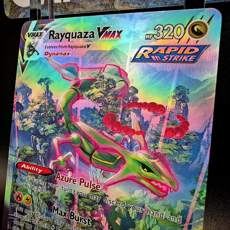 Azure Vmax Pokemon Rayquaza VMAX Special Illustrator Rare • Handmade PROXY/ORICA ...