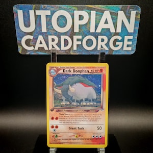 Dark Donphan Holo Rare • Handgemachter PROXY/ORICA • Neo Destiny 3 • Spiegel-Regenbogen-Holografie auf dem Artwork-Hintergrund angewendet