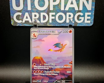 Charizard ex Illustrator Rare • Handmade PROXY/ORICA • 151 set mew 199 • Rainbow Holography applied on the Artwork background